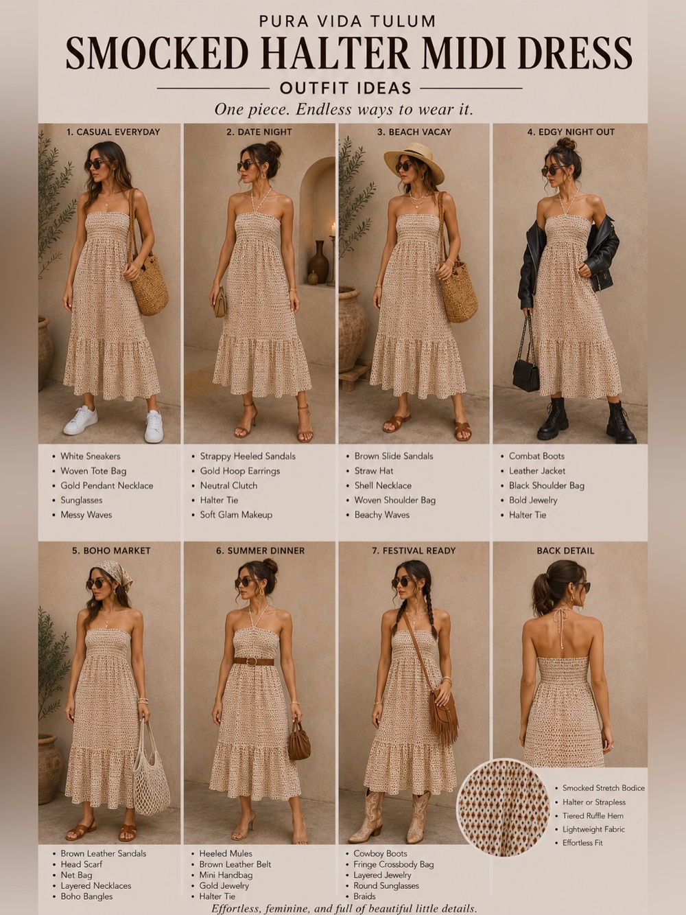 Pura Vida Smocked Halter/strapless Midi Dress - Picture 2 of 9
